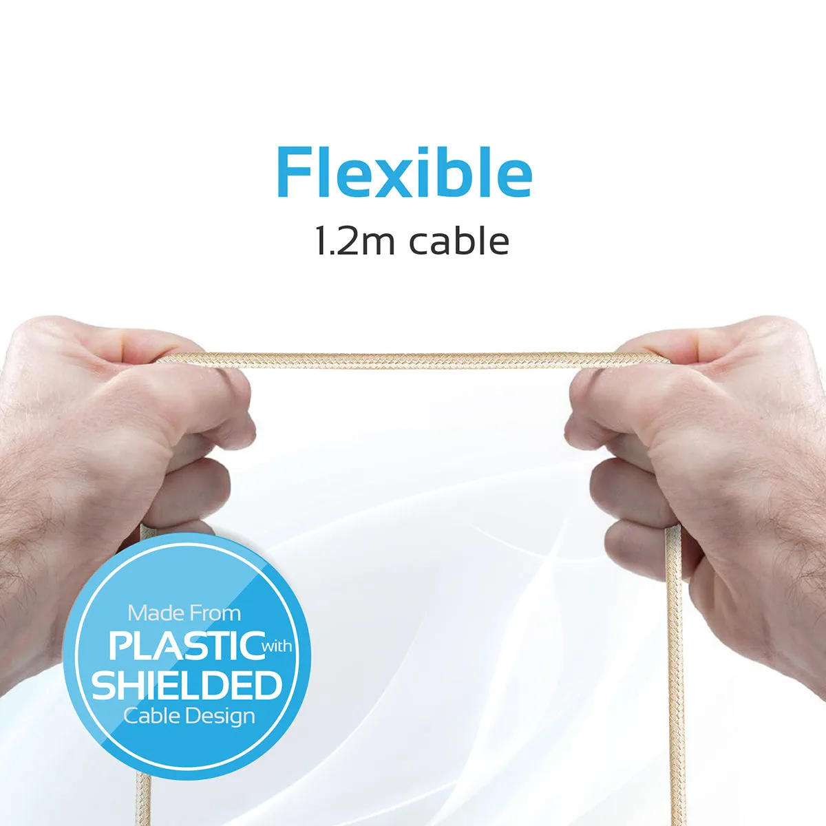 Apple MFi Trio-ended Charge and Sync Cable with Lightning, Type-C, and Micro-USB Connectors