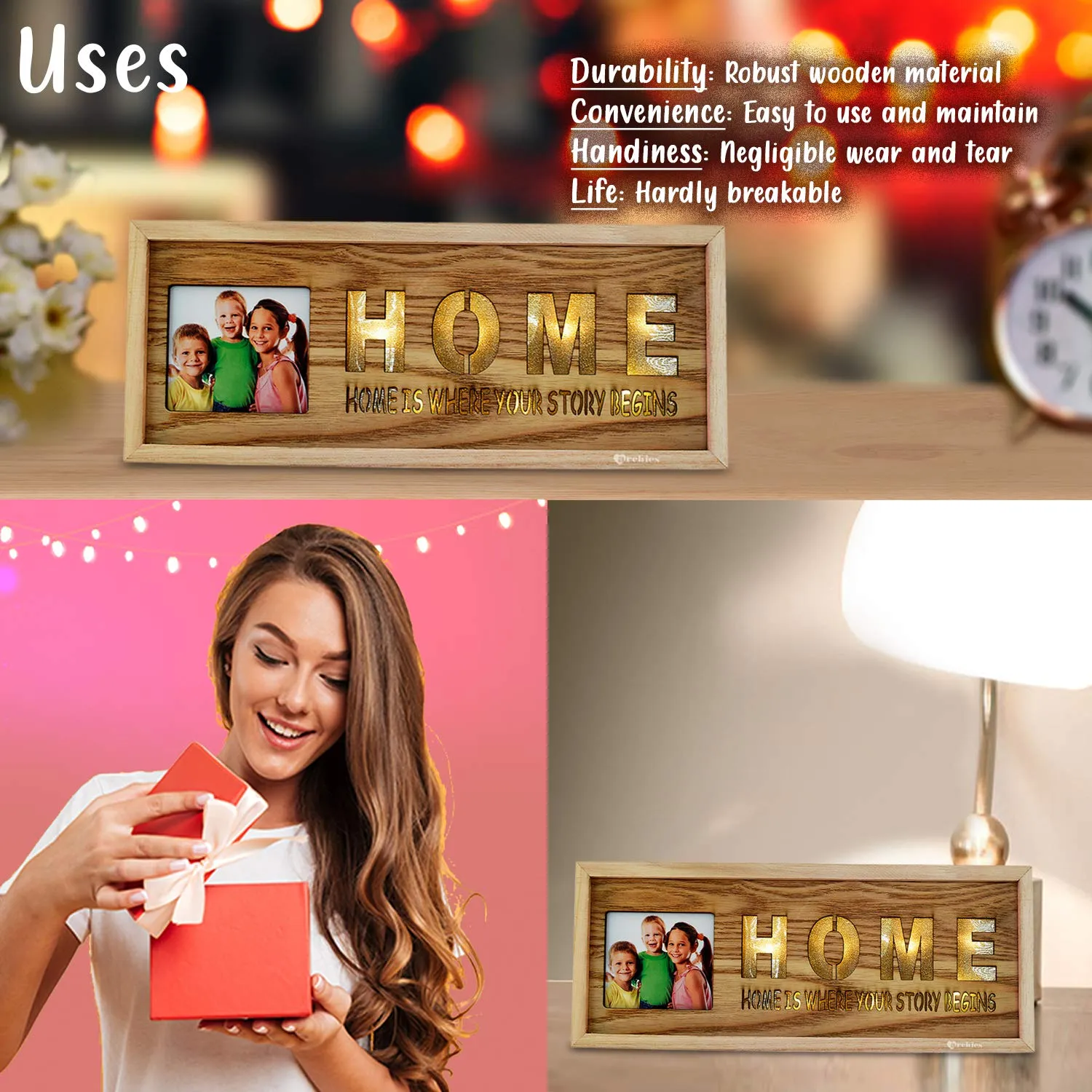 ARCHIES Wooden photo frame with stand trending wood art decor photo frame design