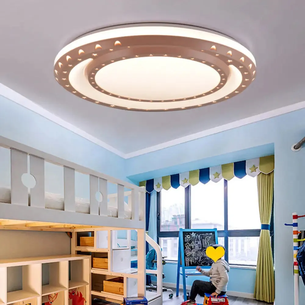 Art Deco LED Flush Mount Ceiling Light for Nursing Room - Acrylic Round Style