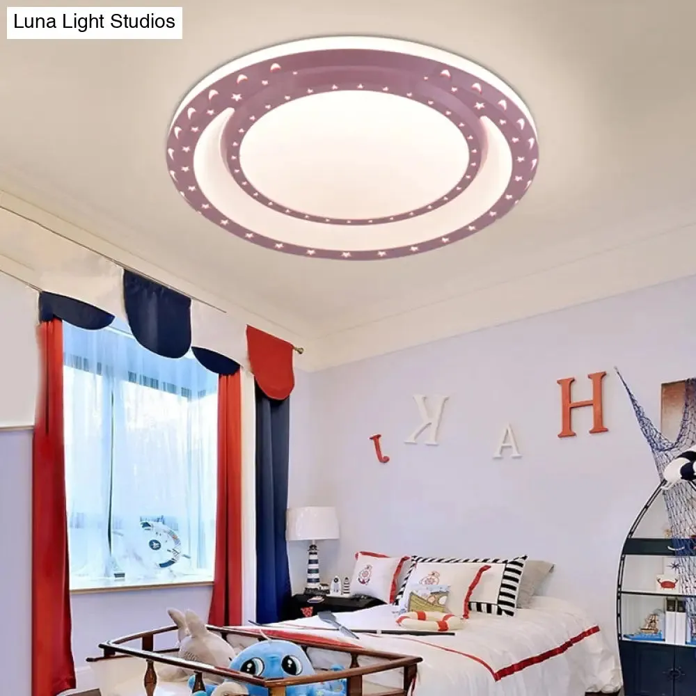 Art Deco LED Flush Mount Ceiling Light for Nursing Room - Acrylic Round Style