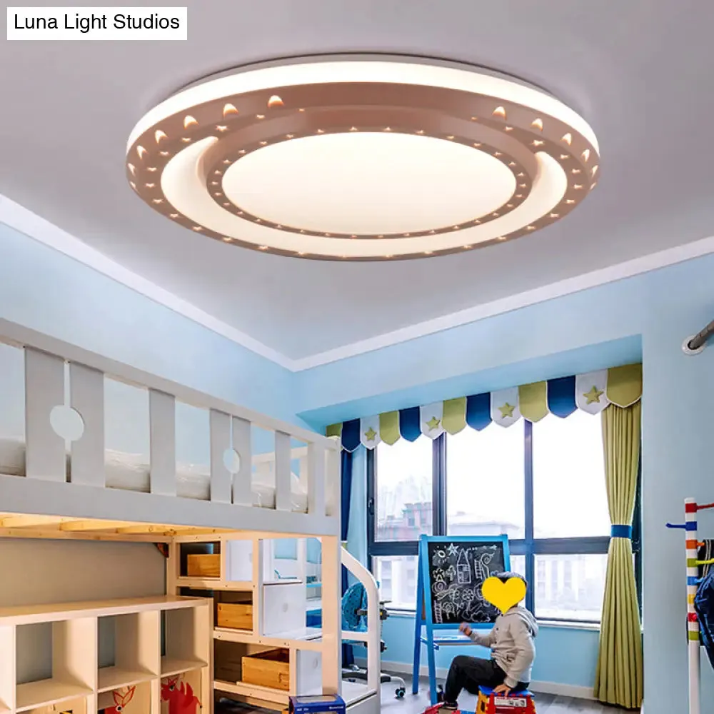 Art Deco LED Flush Mount Ceiling Light for Nursing Room - Acrylic Round Style