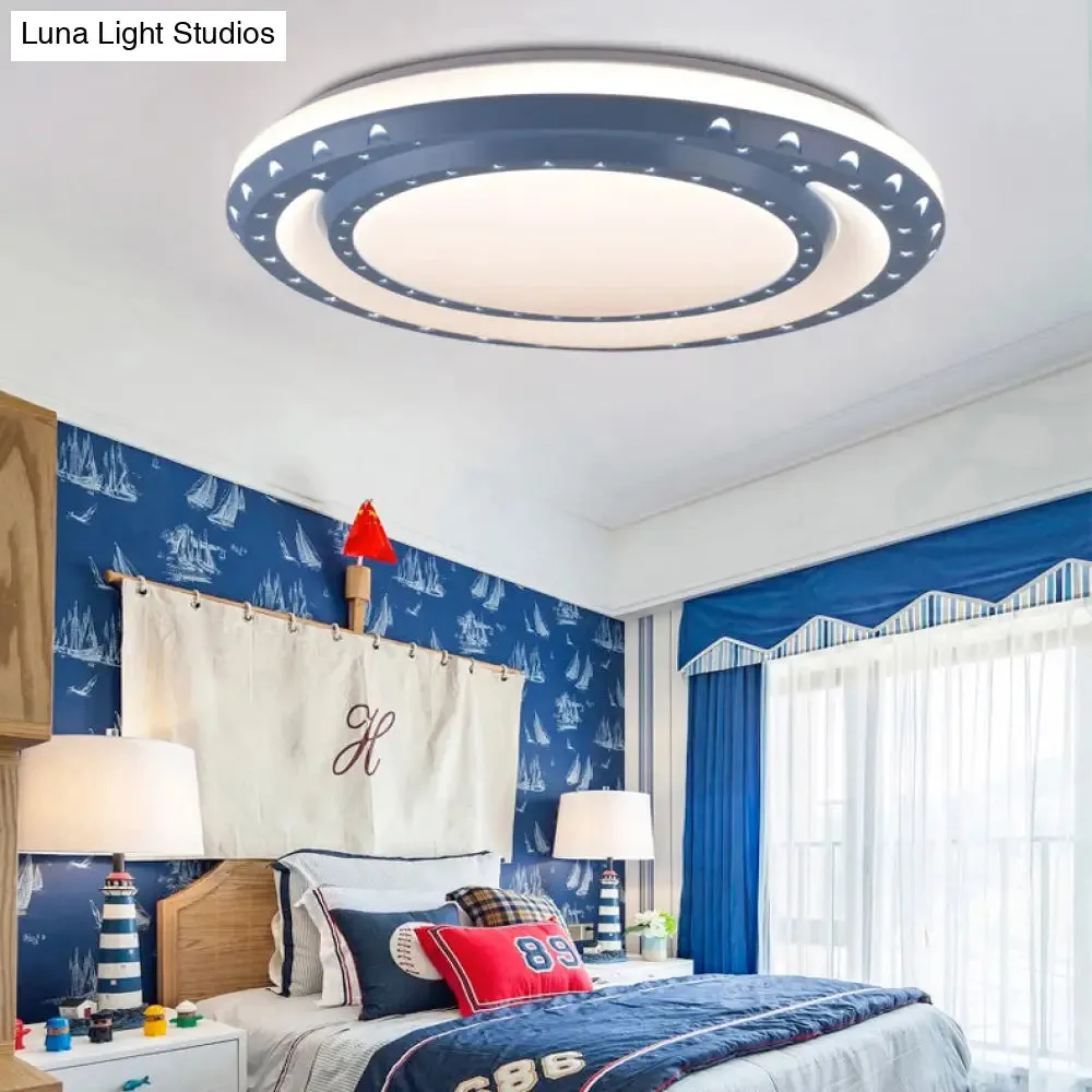 Art Deco LED Flush Mount Ceiling Light for Nursing Room - Acrylic Round Style