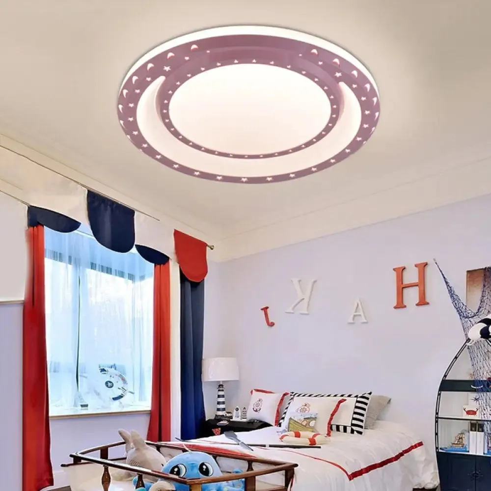 Art Deco LED Flush Mount Ceiling Light for Nursing Room - Acrylic Round Style