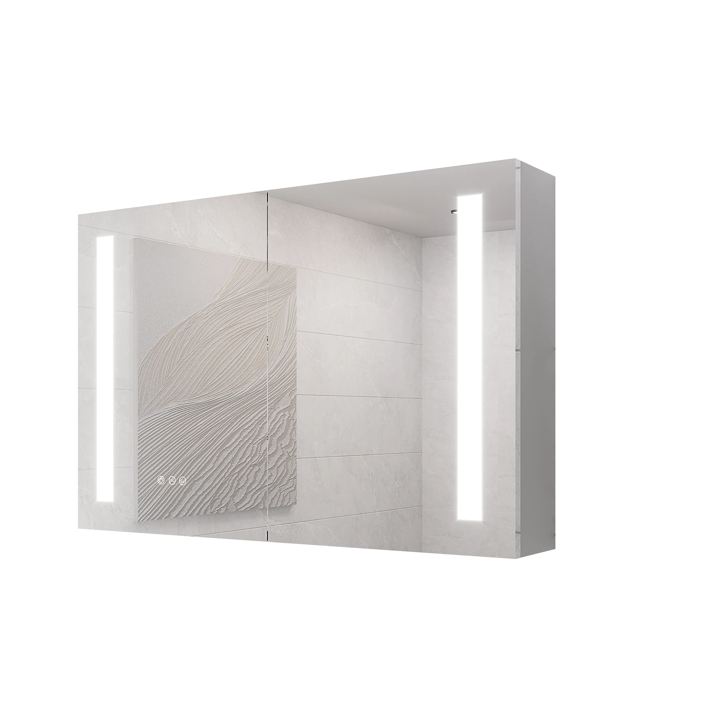 Bathroom Medicine Cabinet with Lights, 36×24 Inch LED Medicine Cabinet with Mirror, Double Door Lighted Medicine Cabinet with Defogger, Dimmer, Surface Mount