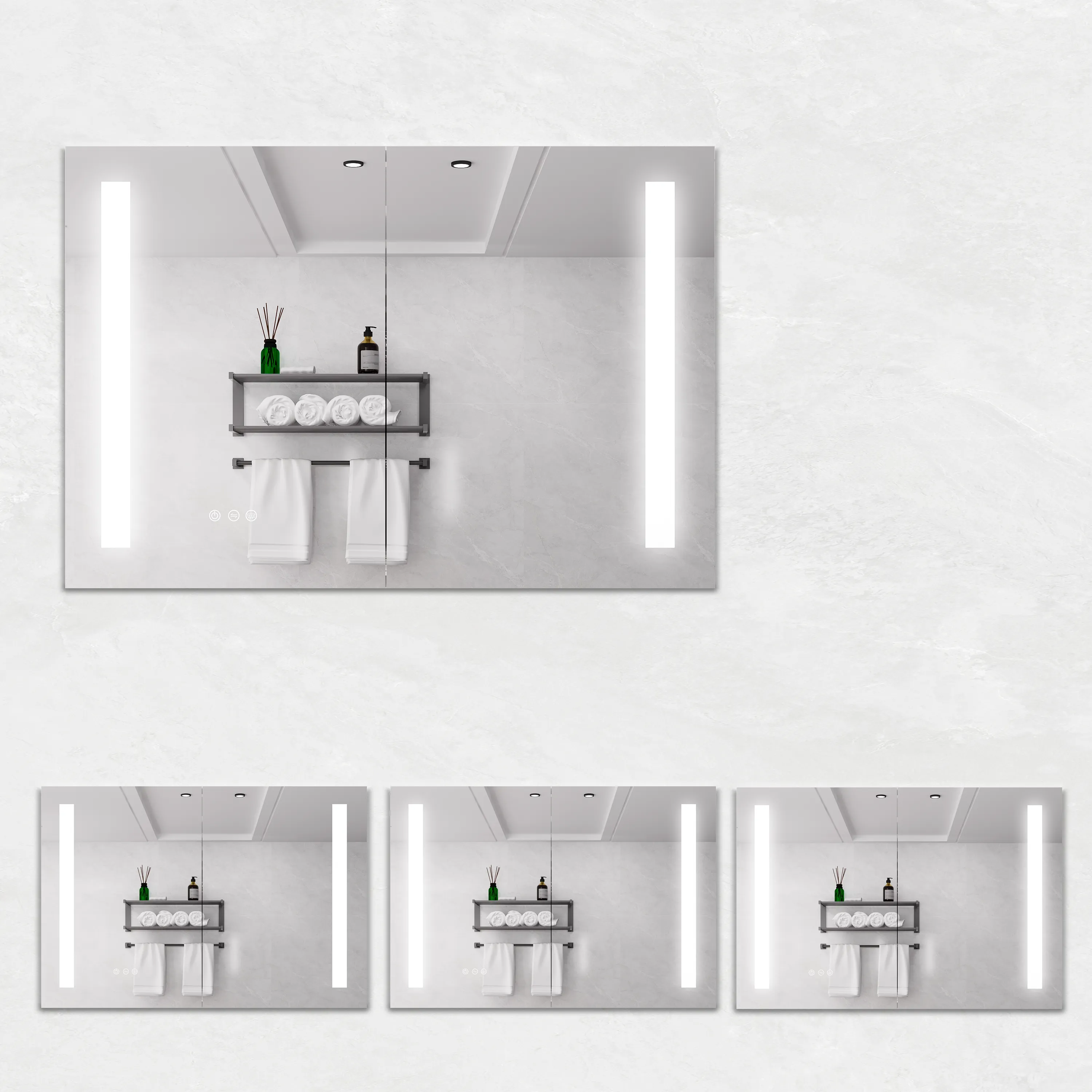 Bathroom Medicine Cabinet with Lights, 36×24 Inch LED Medicine Cabinet with Mirror, Double Door Lighted Medicine Cabinet with Defogger, Dimmer, Surface Mount