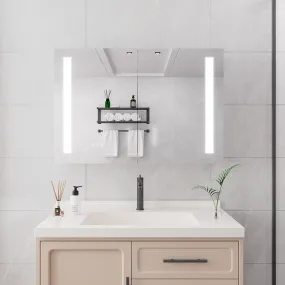 Bathroom Medicine Cabinet with Lights, 36×24 Inch LED Medicine Cabinet with Mirror, Double Door Lighted Medicine Cabinet with Defogger, Dimmer, Surface Mount