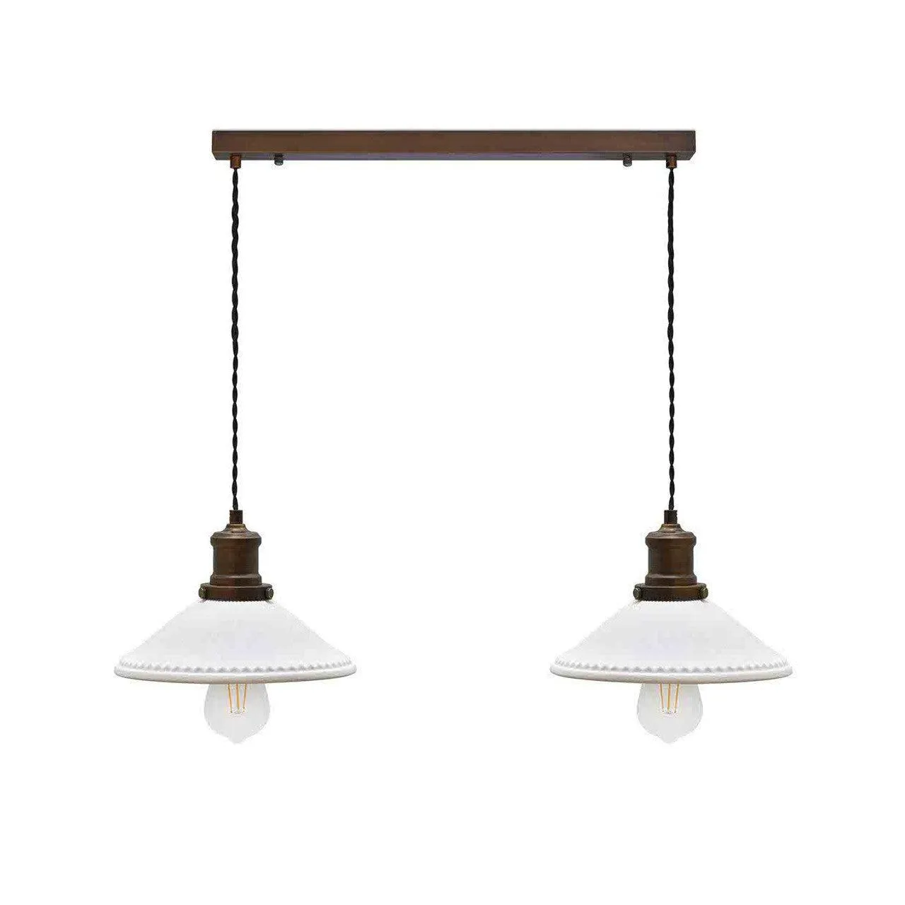 Beaulieu Ceramic Fluted Cone Double Pendant | Antique Bronze