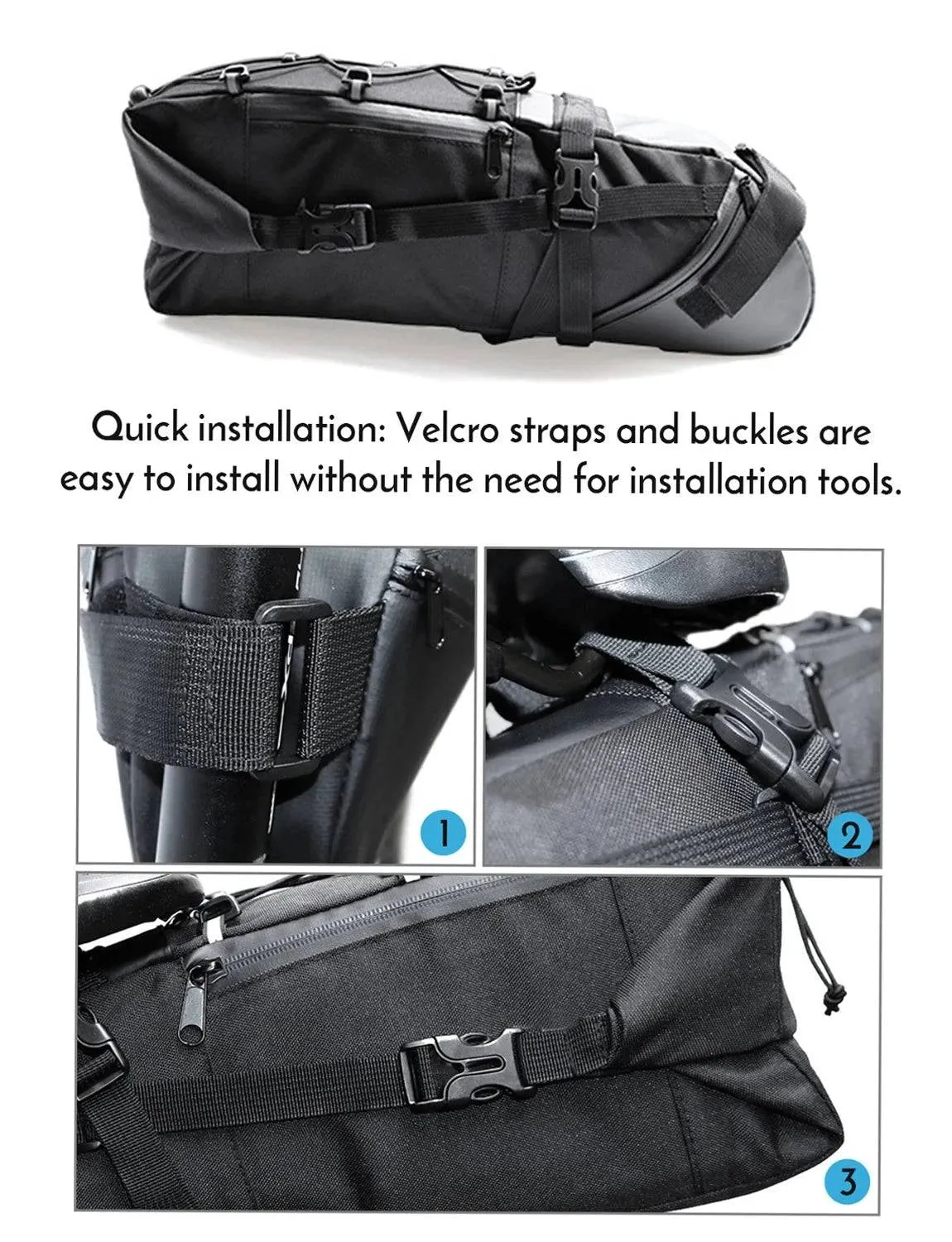Bike Saddle Bag 3-10L Large-capacity Mountain Road MTB Bicycle Bike Cycling Tail bag Storage Pack Bicycle Under Seat Bag