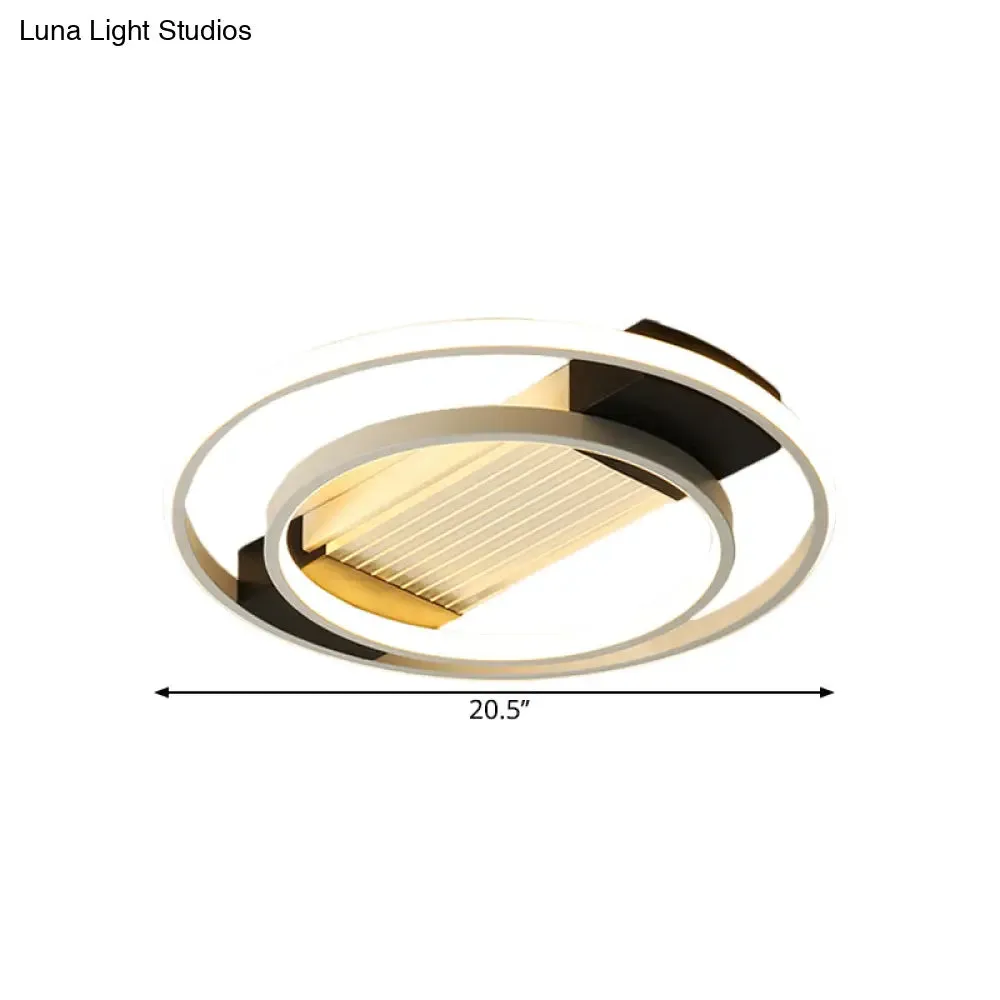 Black Acrylic Circular Flush Mount LED Ceiling Light, Nordic Design, 16.5"/20.5" Wide