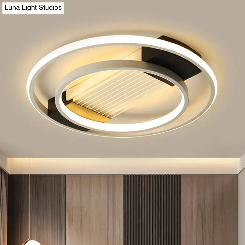 Black Acrylic Circular Flush Mount LED Ceiling Light, Nordic Design, 16.5"/20.5" Wide