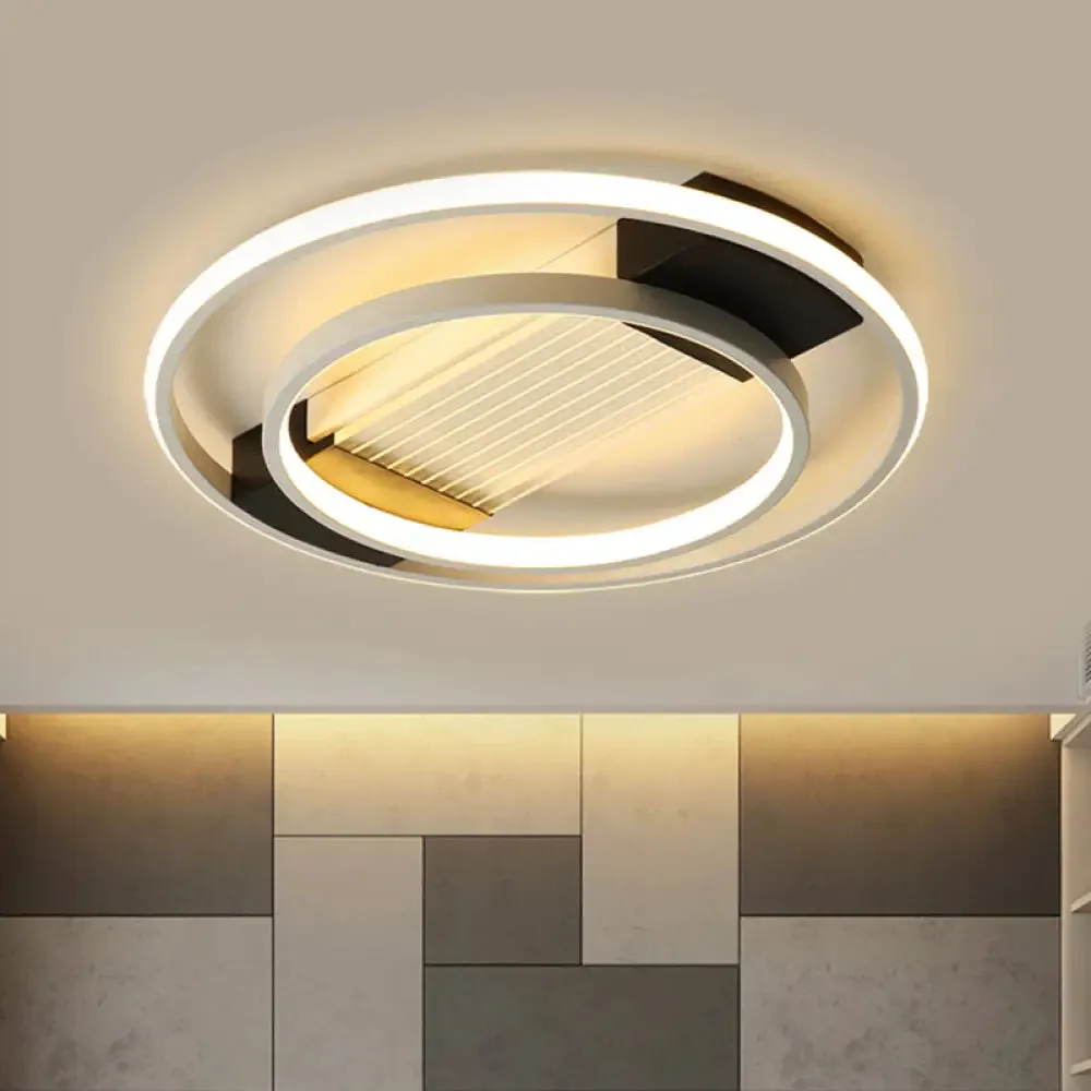Black Acrylic Circular Flush Mount LED Ceiling Light, Nordic Design, 16.5"/20.5" Wide