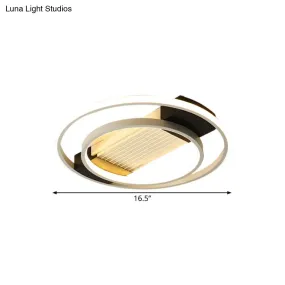 Black Acrylic Circular Flush Mount LED Ceiling Light, Nordic Design, 16.5"/20.5" Wide