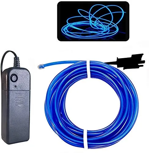 Blue Rope Lights Noise Reduction EL Wire LED Rope Light Wire 9.8ft/3m for Glow in the Dark Parties