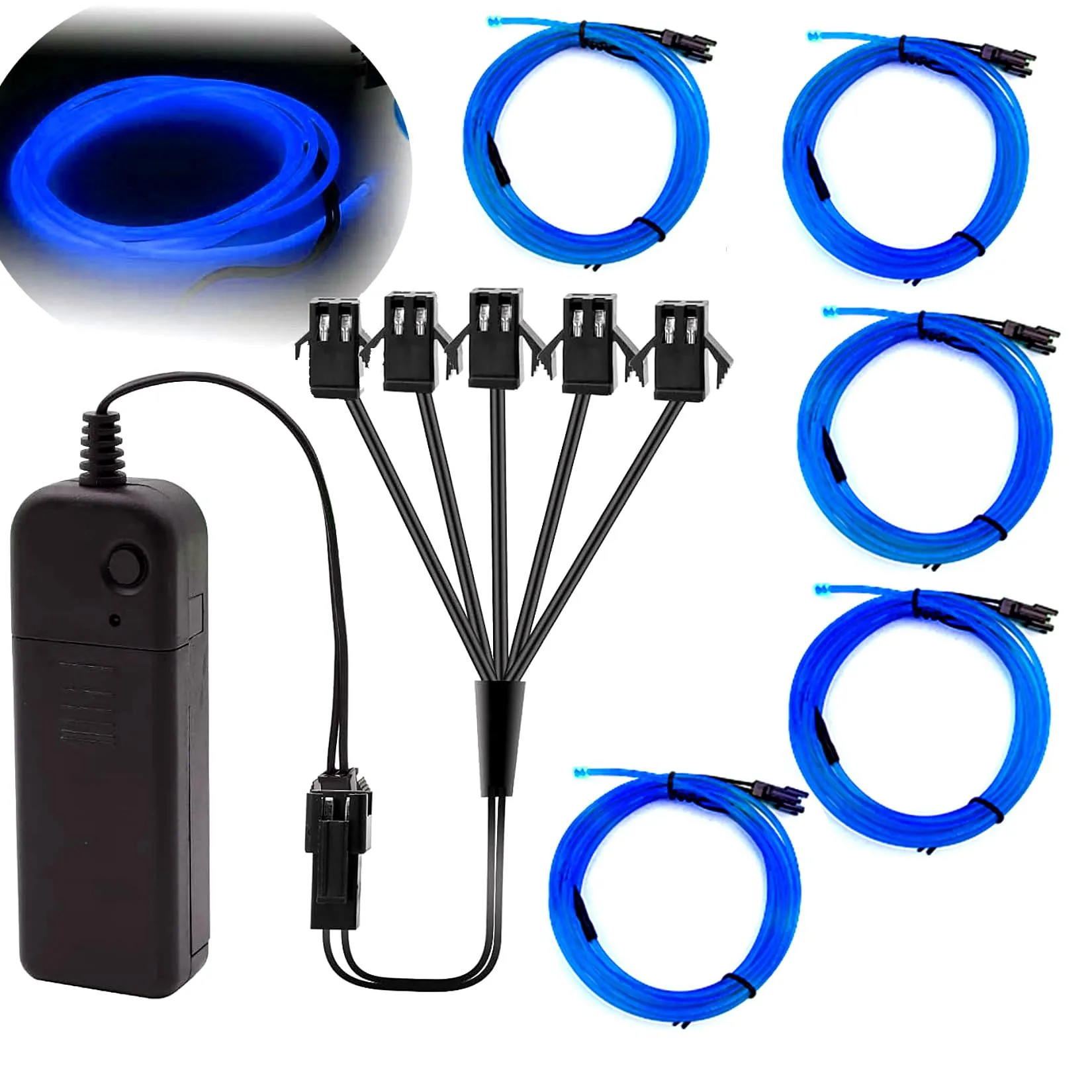 Blue Rope Lights Noise Reduction EL Wire LED Rope Light Wire 9.8ft/3m for Glow in the Dark Parties
