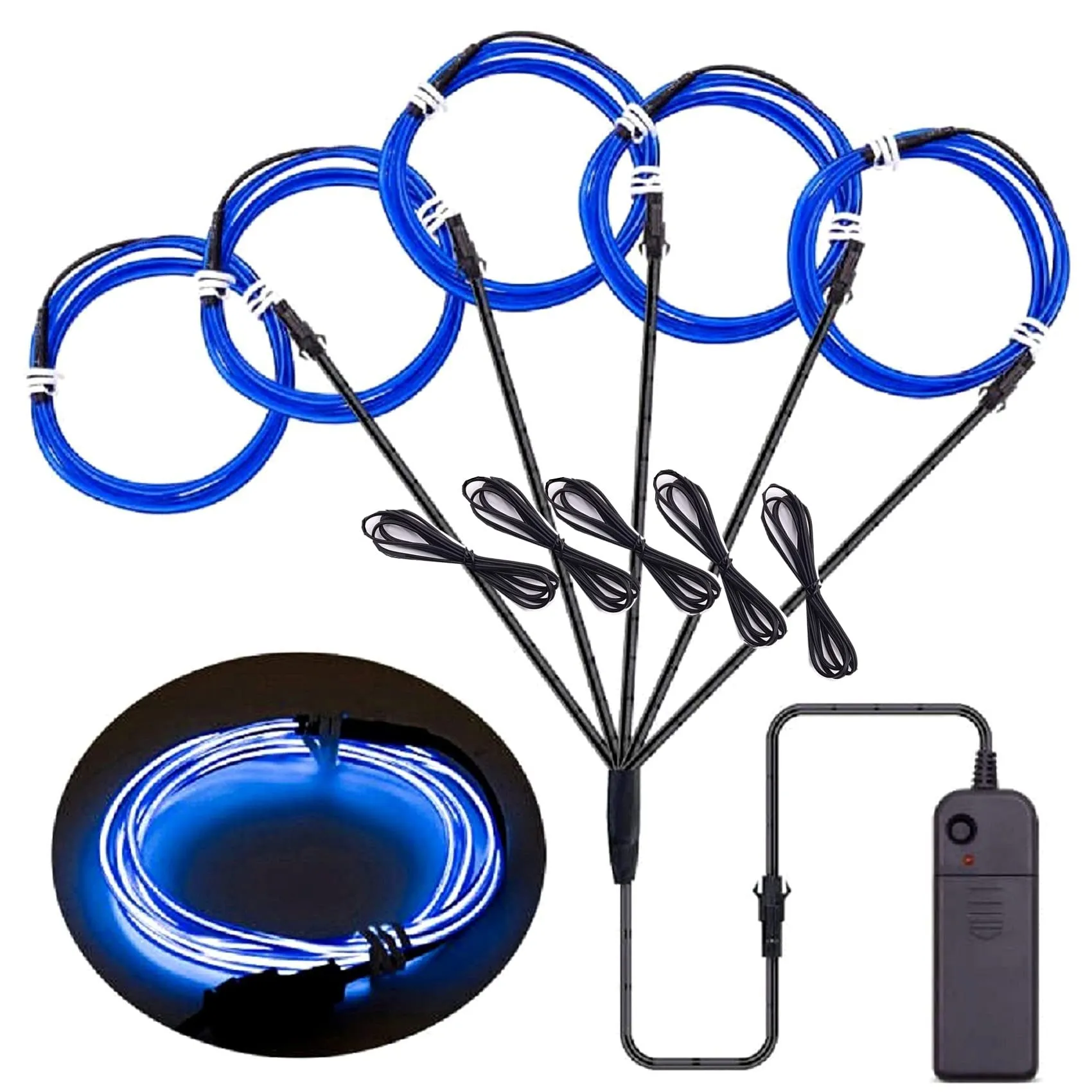 Blue Rope Lights Noise Reduction EL Wire LED Rope Light Wire 9.8ft/3m for Glow in the Dark Parties