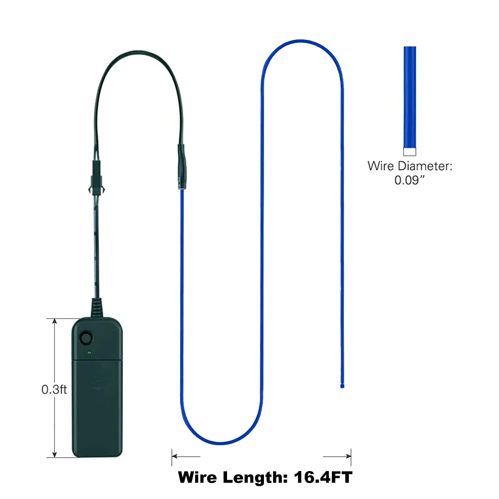 Blue Rope Lights Noise Reduction EL Wire LED Rope Light Wire 9.8ft/3m for Glow in the Dark Parties