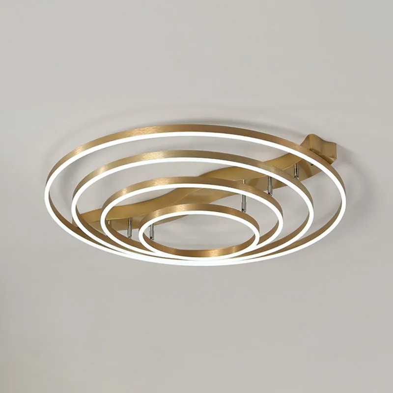 Brass Multi-Ring LED Flushmount Ceiling Light for Living Room