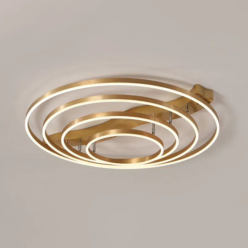 Brass Multi-Ring LED Flushmount Ceiling Light for Living Room