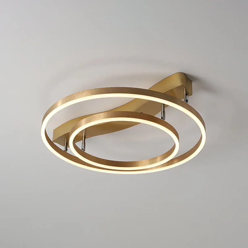 Brass Multi-Ring LED Flushmount Ceiling Light for Living Room