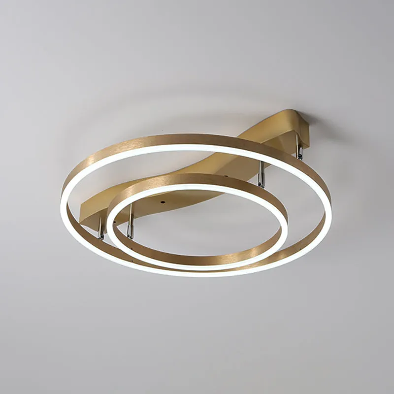 Brass Multi-Ring LED Flushmount Ceiling Light for Living Room