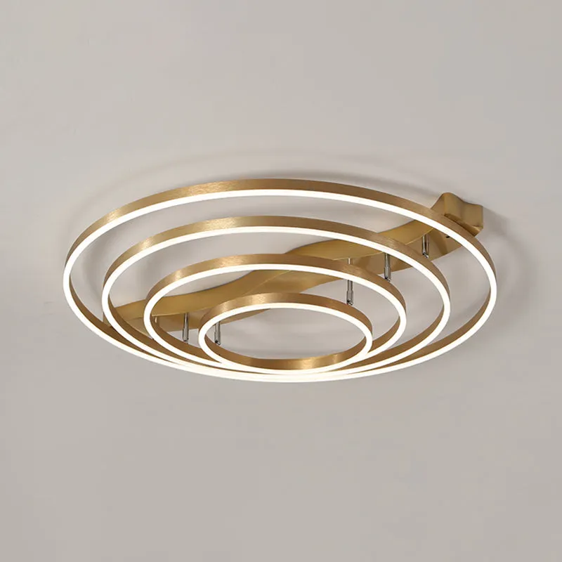 Brass Multi-Ring LED Flushmount Ceiling Light for Living Room