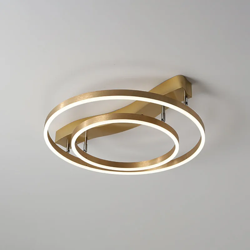 Brass Multi-Ring LED Flushmount Ceiling Light for Living Room
