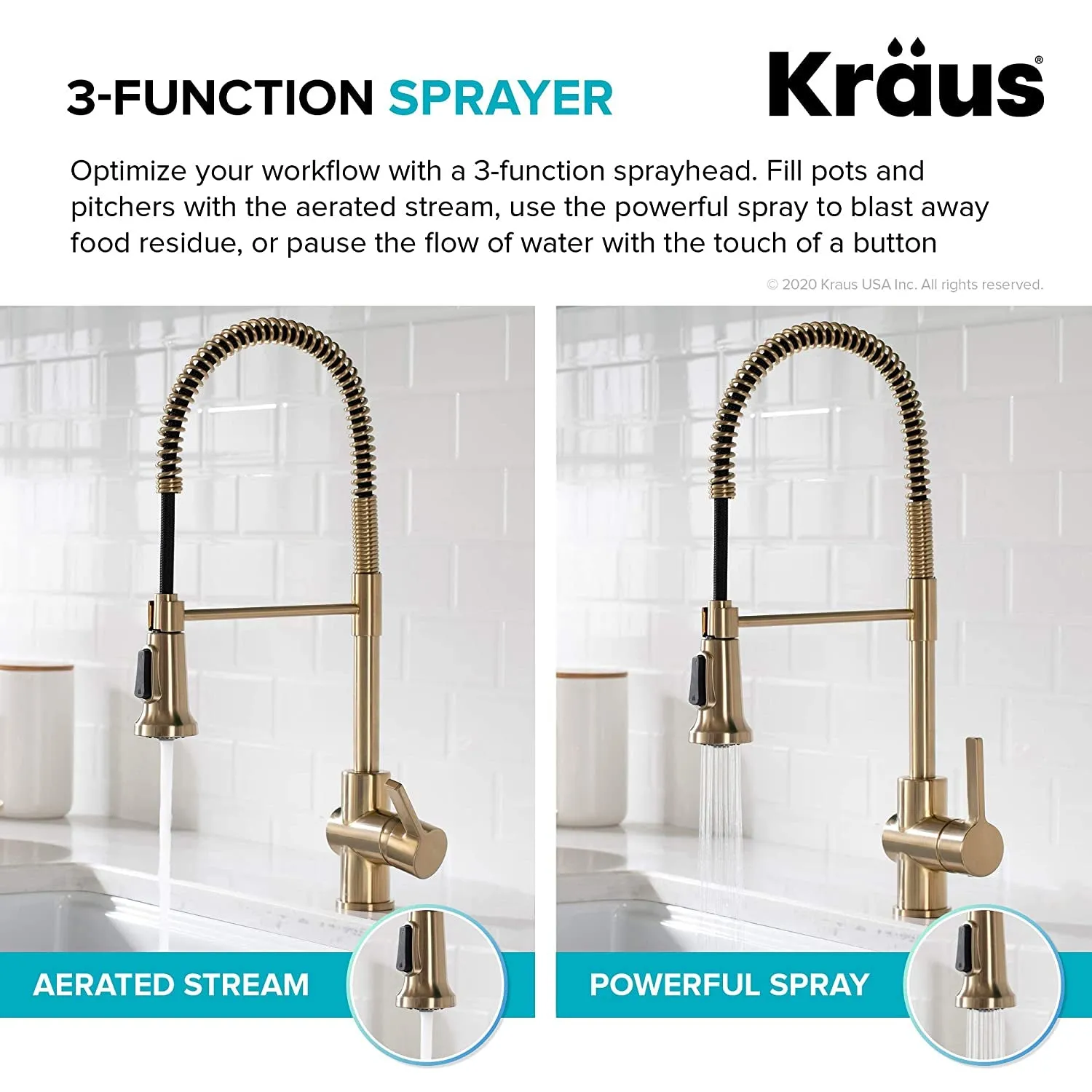 Britt Commercial Style Kitchen Faucet in Spot Free Antique Champagne Bronze,