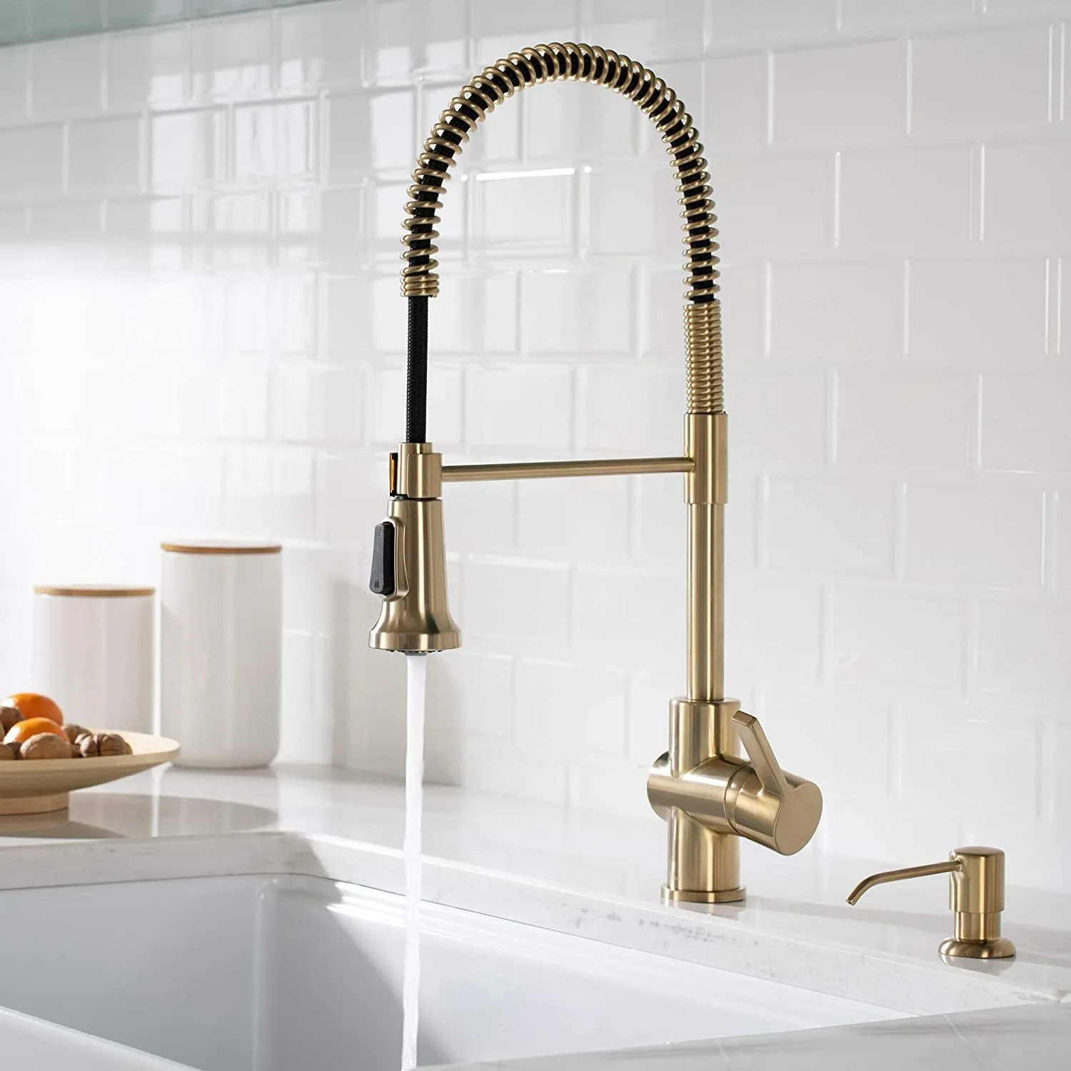 Britt Commercial Style Kitchen Faucet in Spot Free Antique Champagne Bronze,