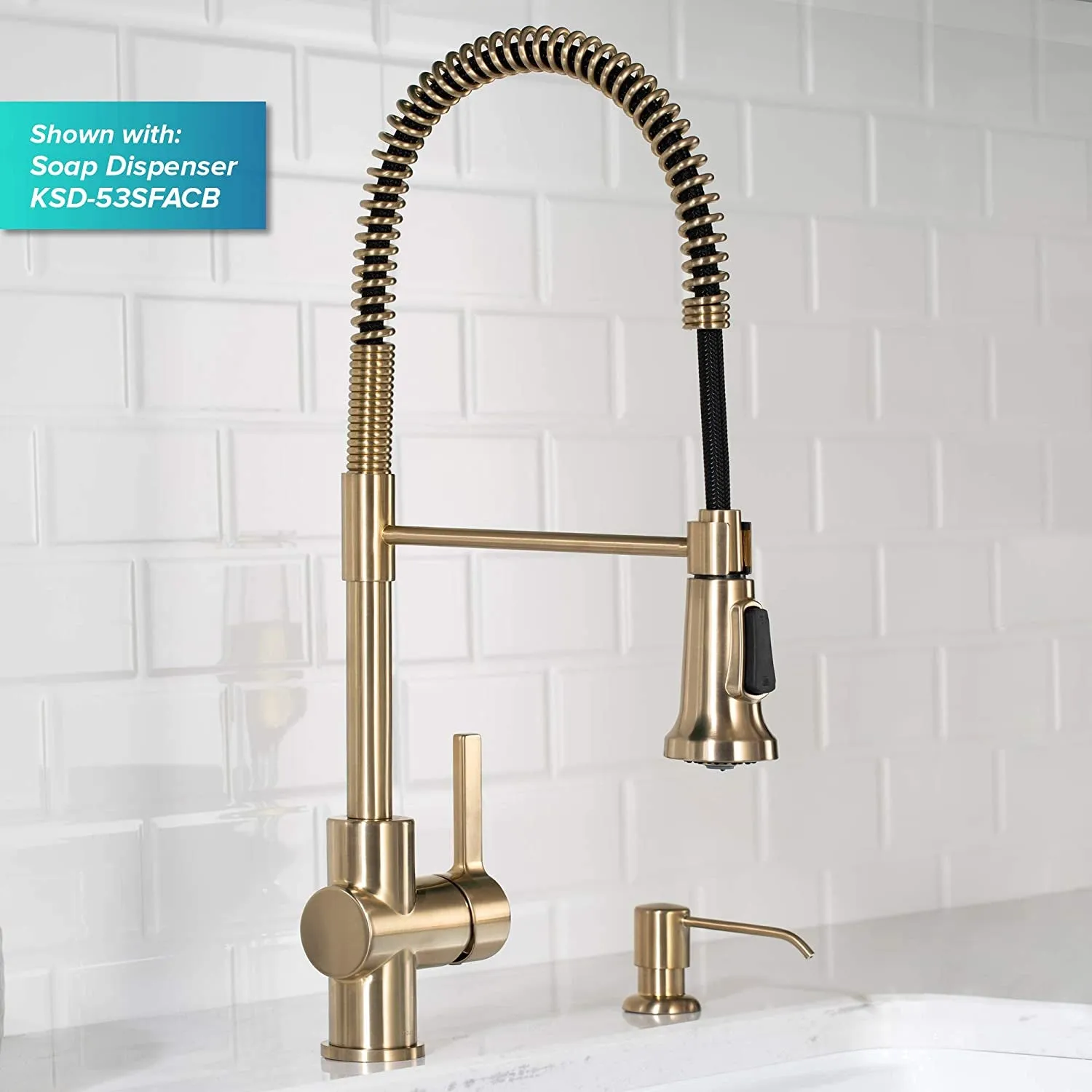 Britt Commercial Style Kitchen Faucet in Spot Free Antique Champagne Bronze,