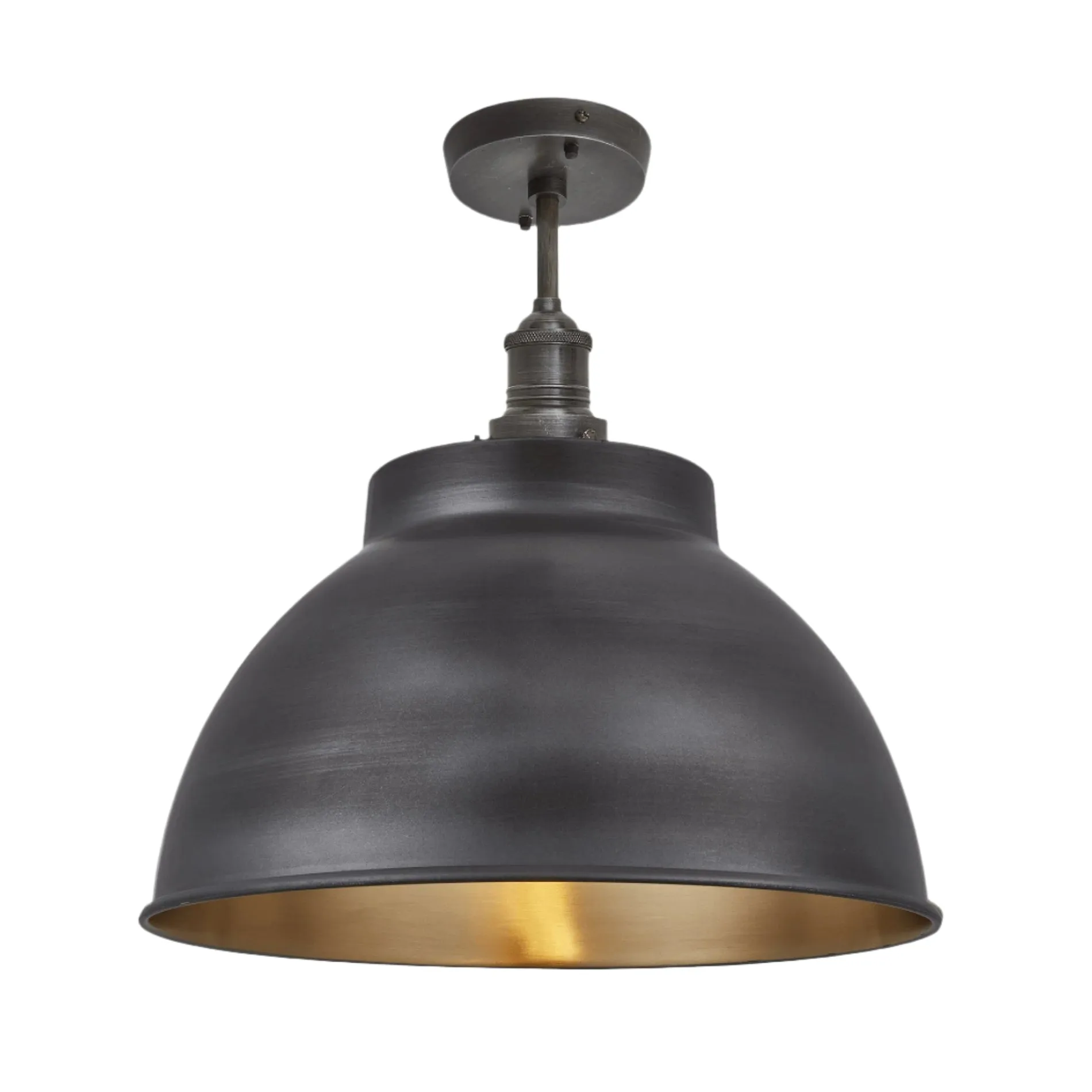 Brooklyn Dome Flush Mount - 13 Inch - Pewter & Brass