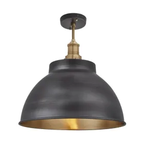 Brooklyn Dome Flush Mount - 13 Inch - Pewter & Brass