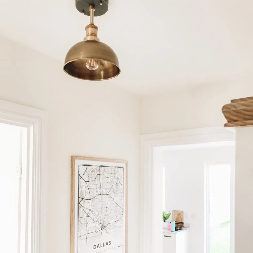 Brooklyn Dome Flush Mount - 8 Inch - Brass