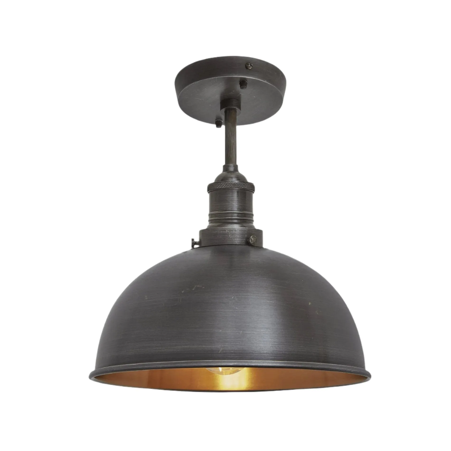Brooklyn Dome Flush Mount - 8 Inch - Pewter & Copper