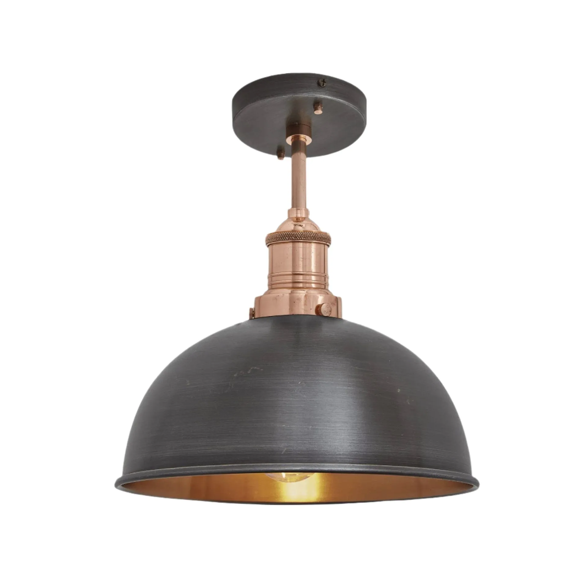 Brooklyn Dome Flush Mount - 8 Inch - Pewter & Copper