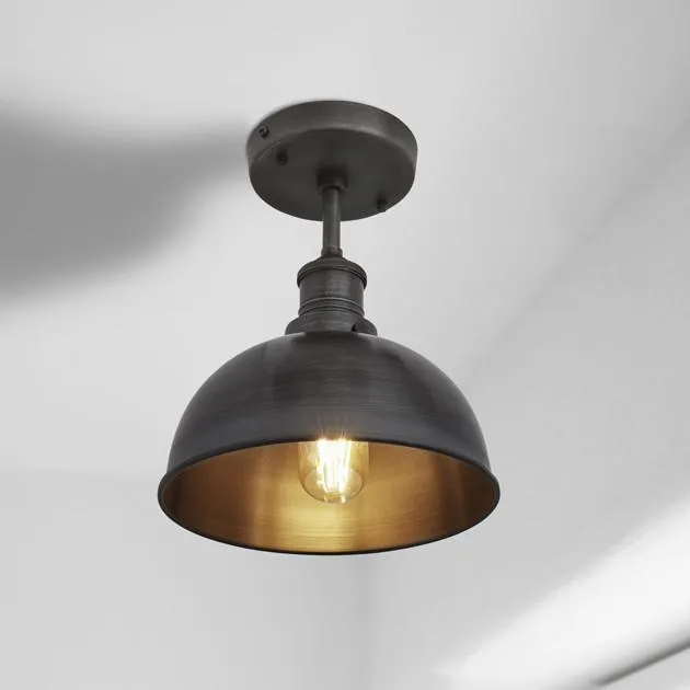 Brooklyn Dome Flush Mount - 8 Inch - Pewter