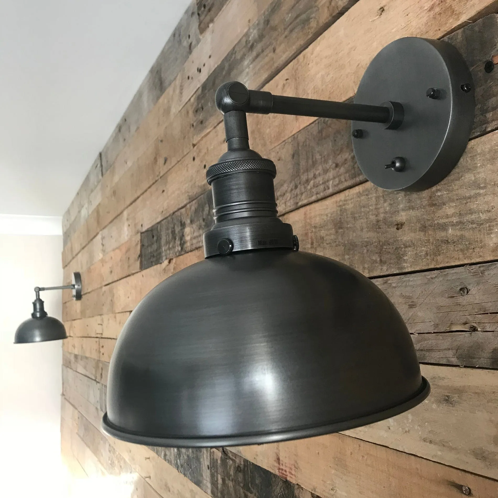 Brooklyn Dome Wall Light - 8 Inch - Pewter