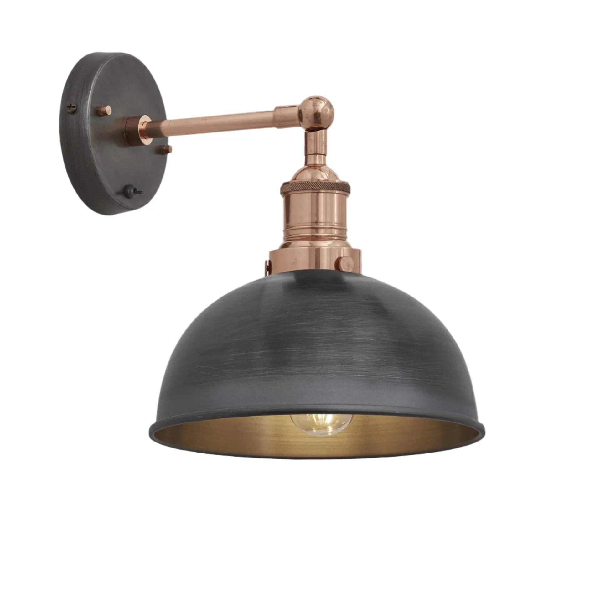 Brooklyn Dome Wall Light - 8 Inch - Pewter