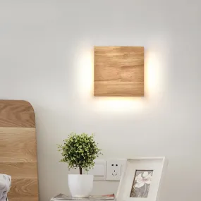 BTM Natural Square-Rec Wooden Wall Sconce