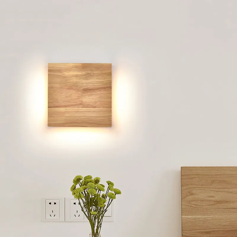 BTM Natural Square-Rec Wooden Wall Sconce