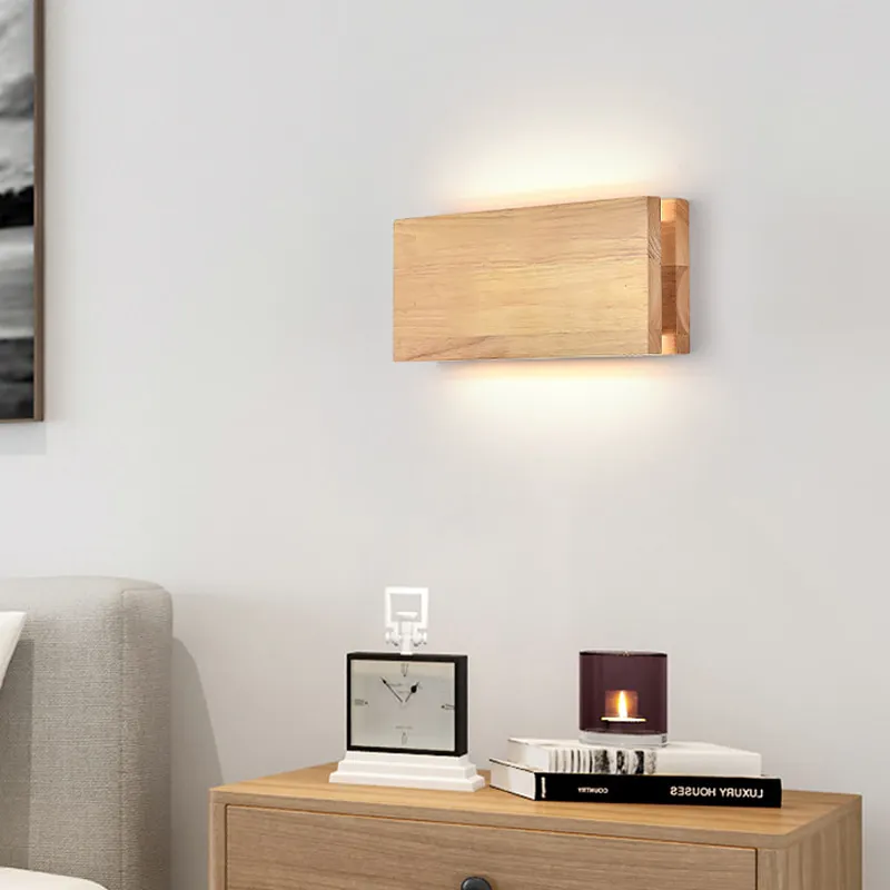 BTM Natural Square-Rec Wooden Wall Sconce