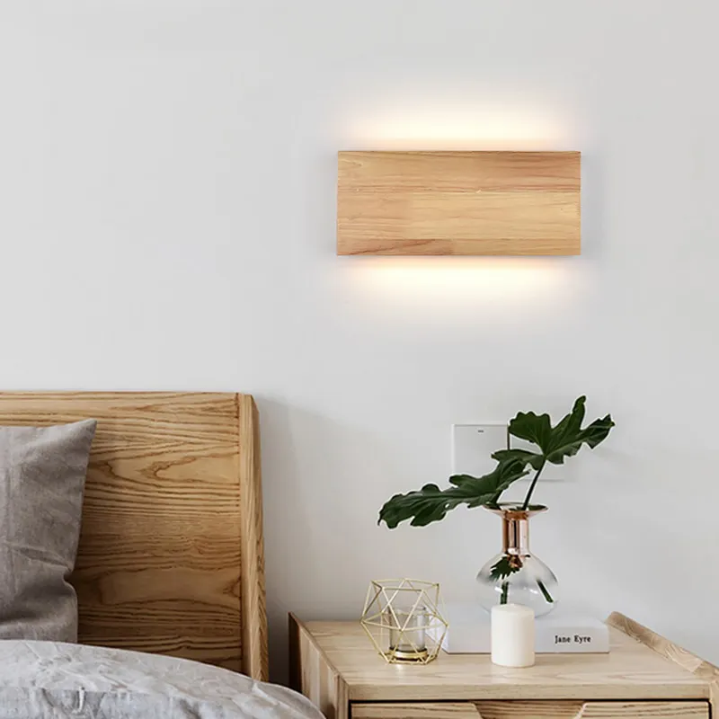 BTM Natural Square-Rec Wooden Wall Sconce