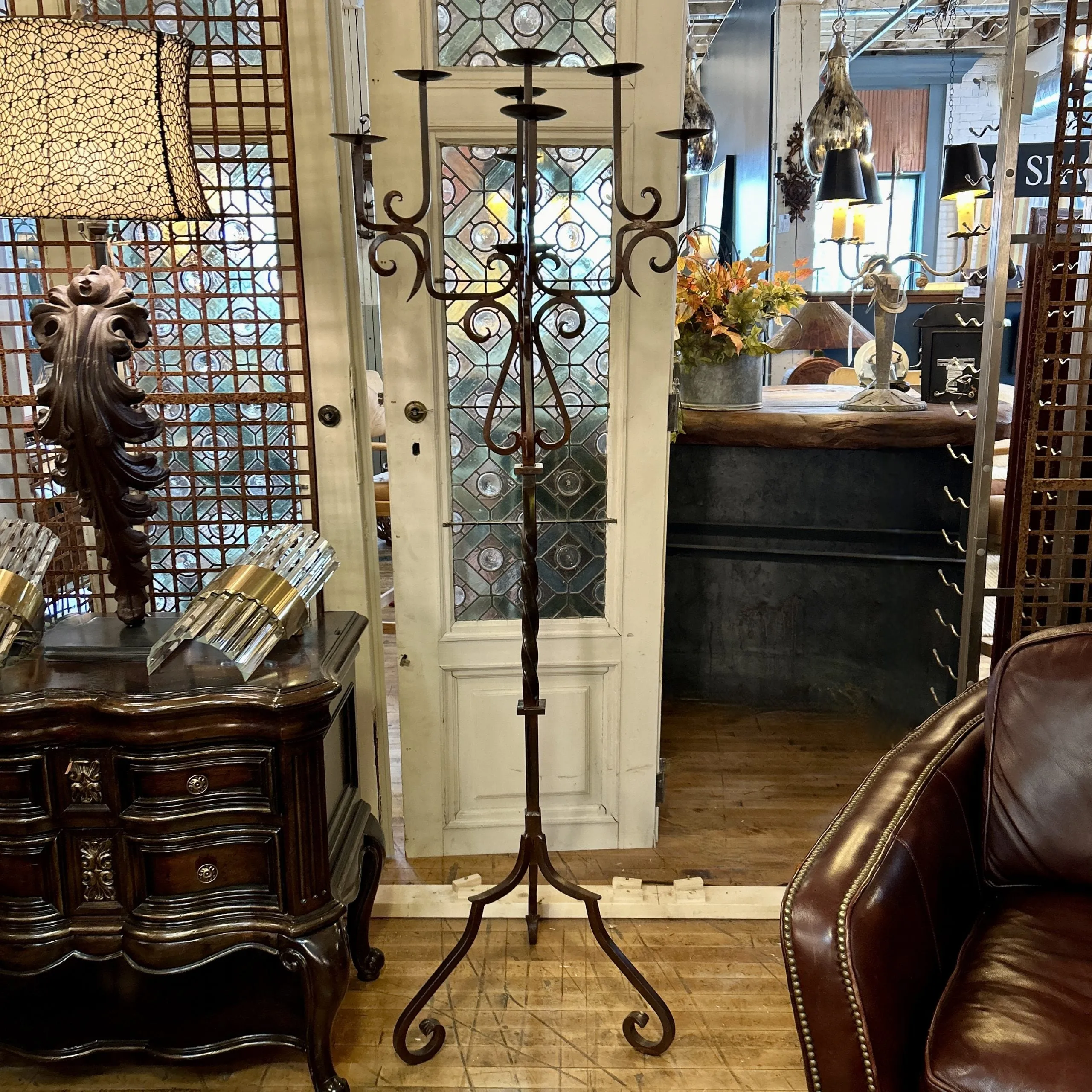 Candelabra, Floor Standing, Iron, Nine Candle Holders