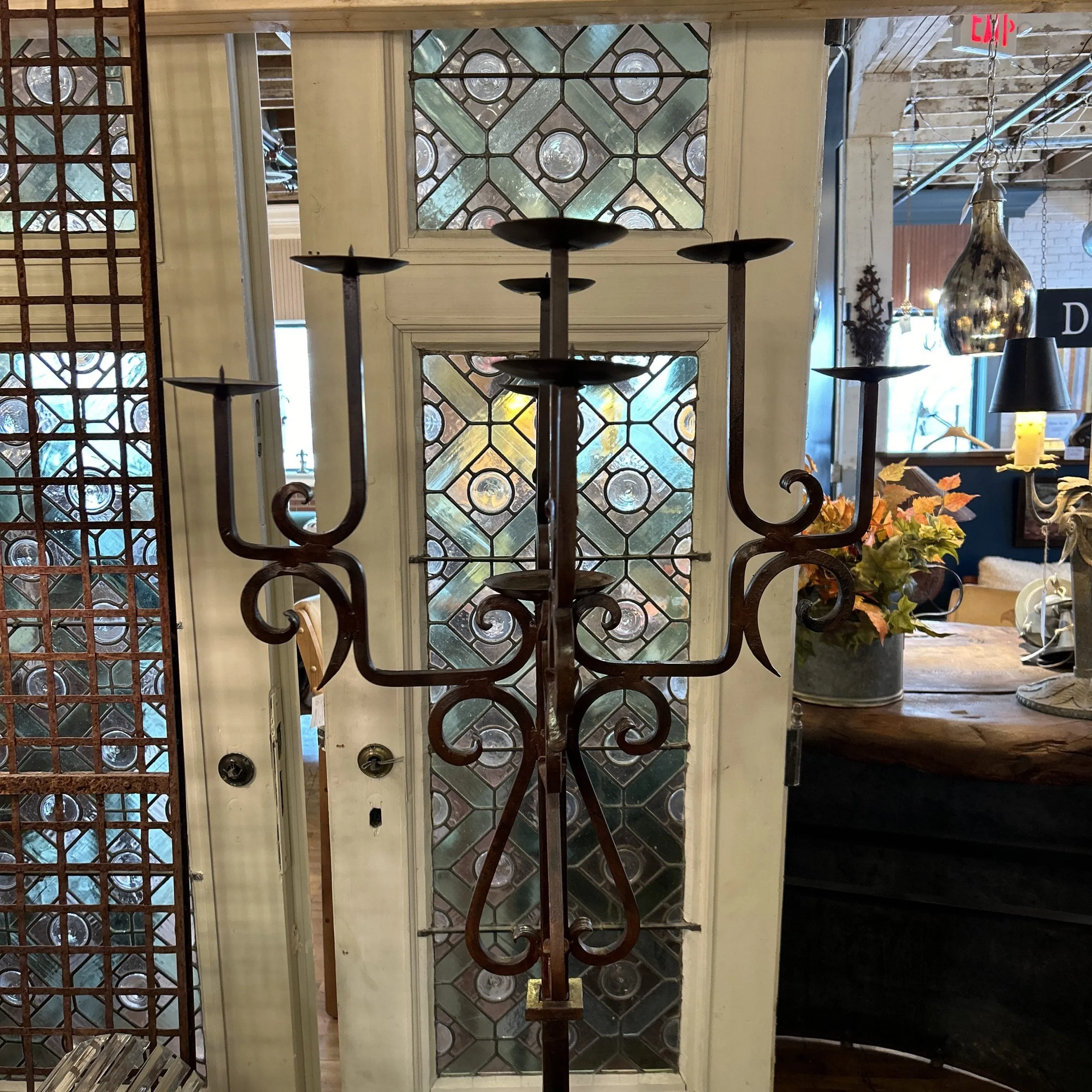 Candelabra, Floor Standing, Iron, Nine Candle Holders