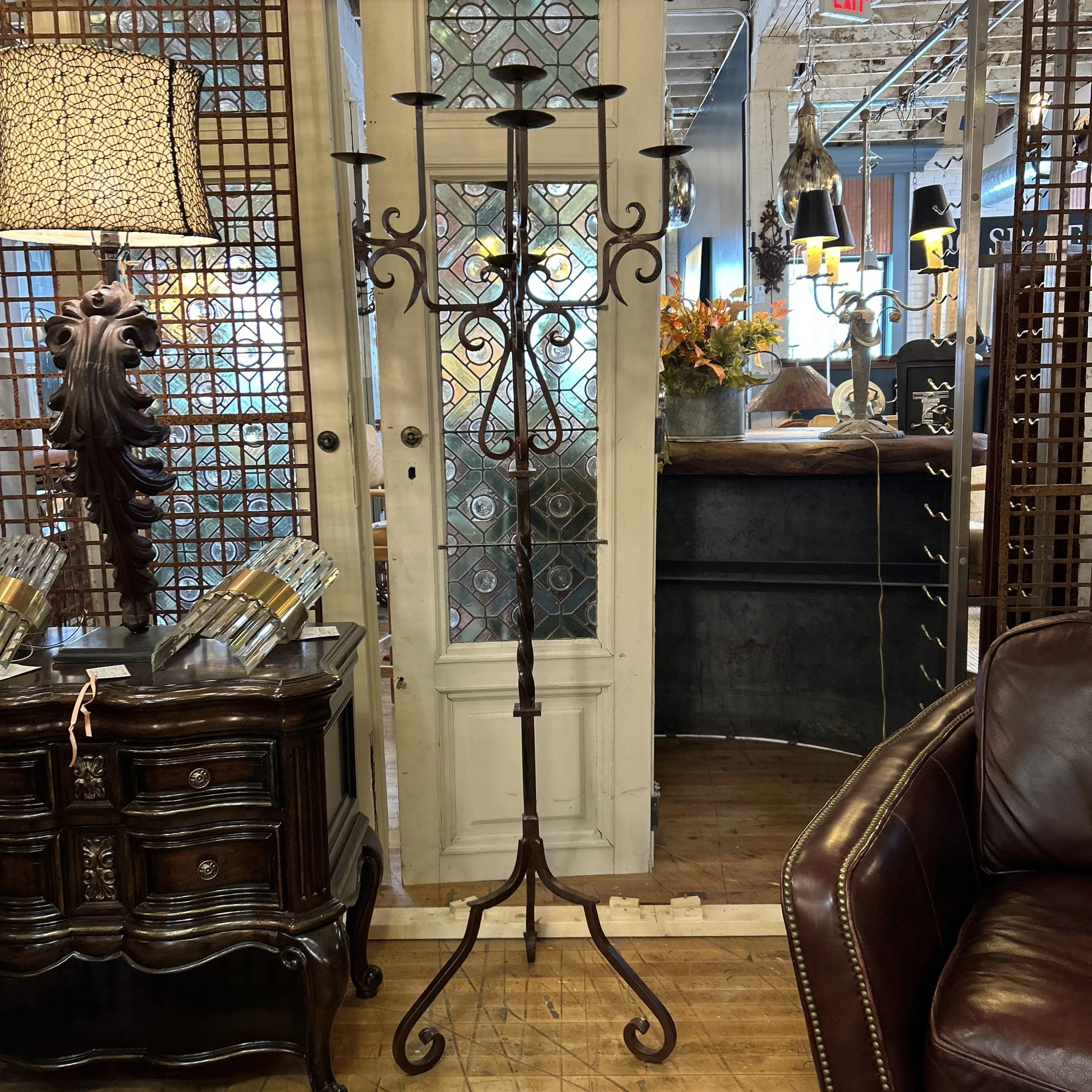 Candelabra, Floor Standing, Iron, Nine Candle Holders