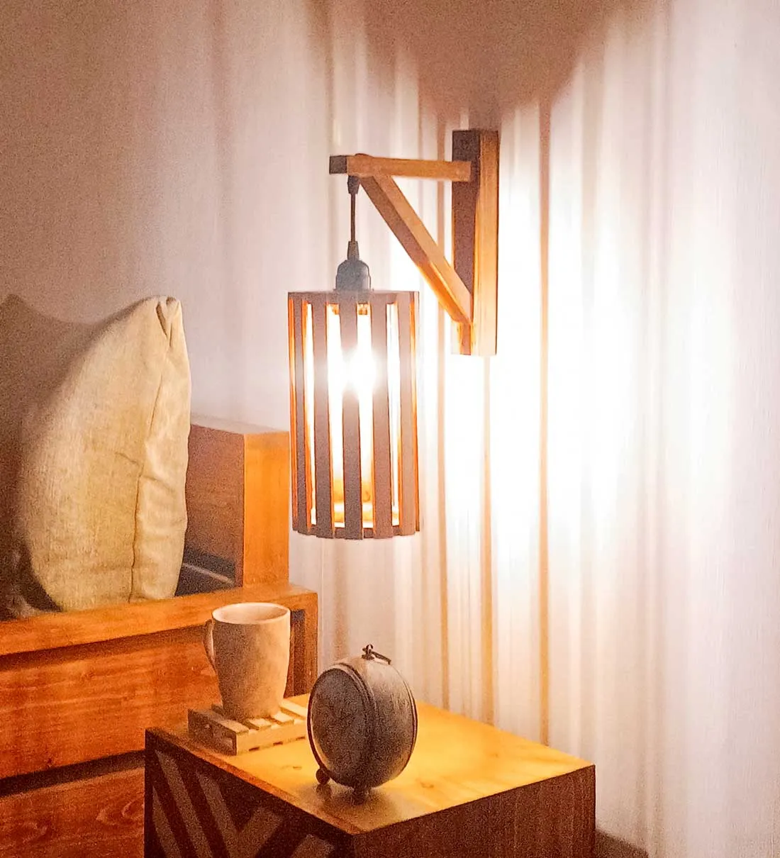 Casa L Brown Wooden Wall Light