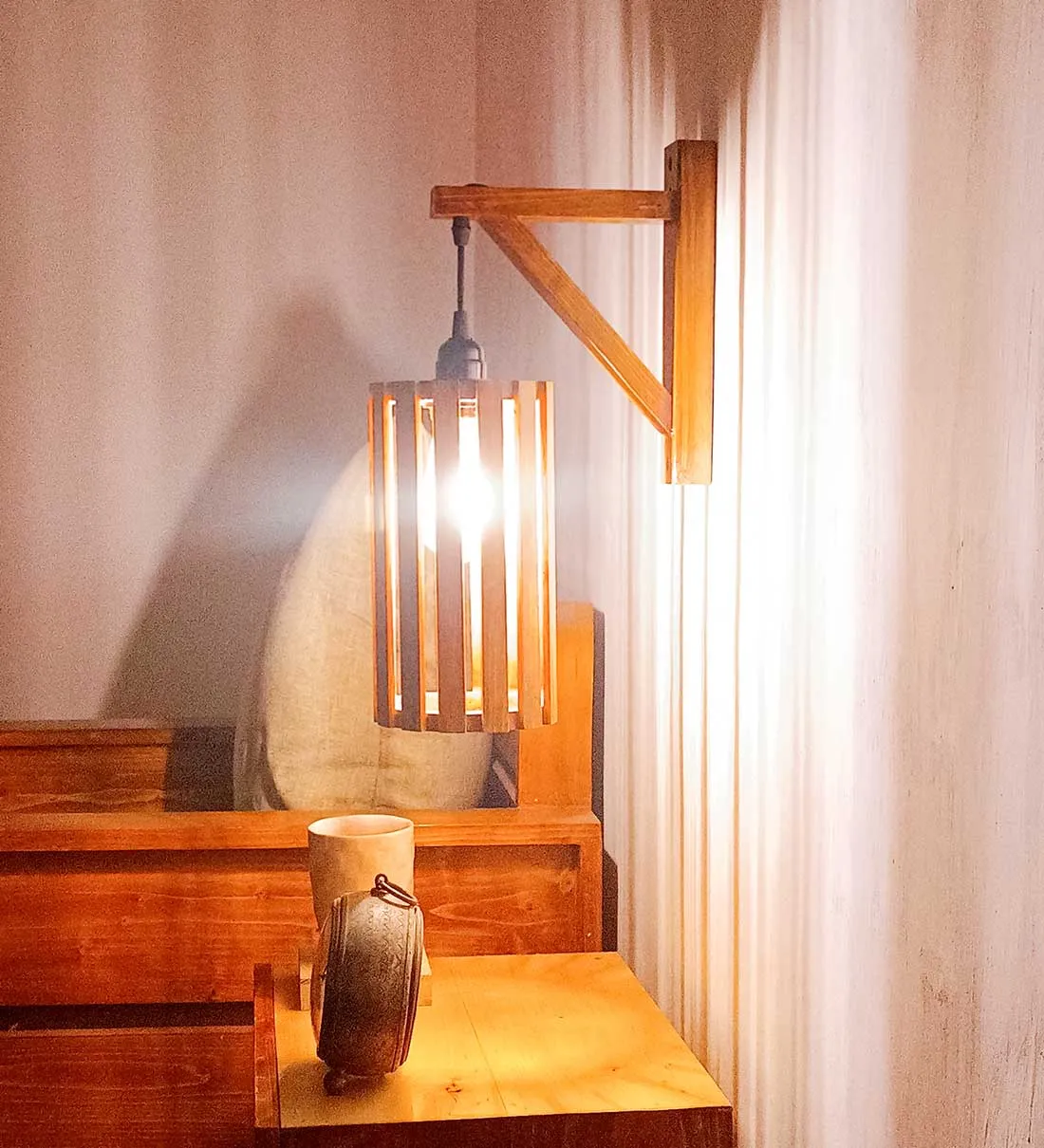 Casa L Brown Wooden Wall Light
