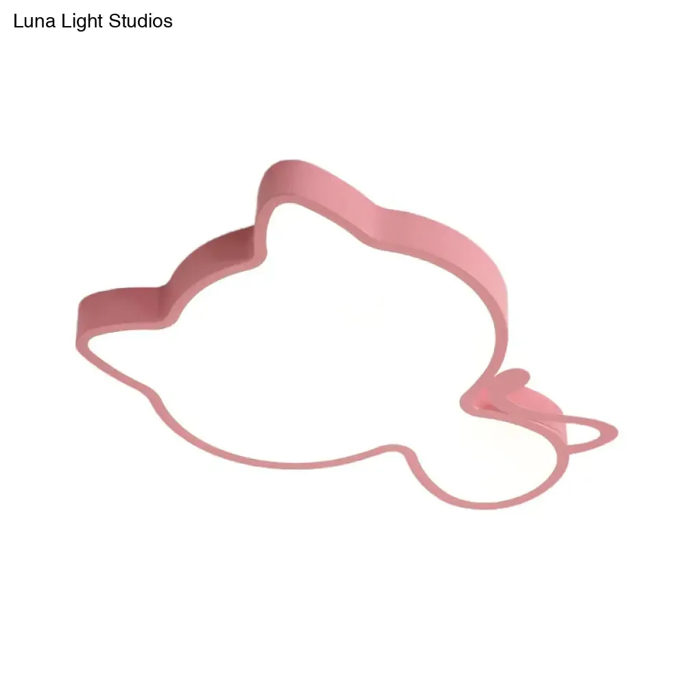 Cat Kindergarten LED Flush Mount Ceiling Light in Pink/Blue - Acrylic Kids Style Lighting Fixture