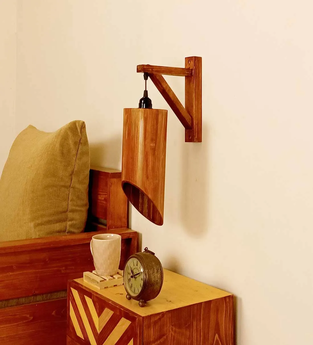 Cedar L Brown Wooden Wall Light
