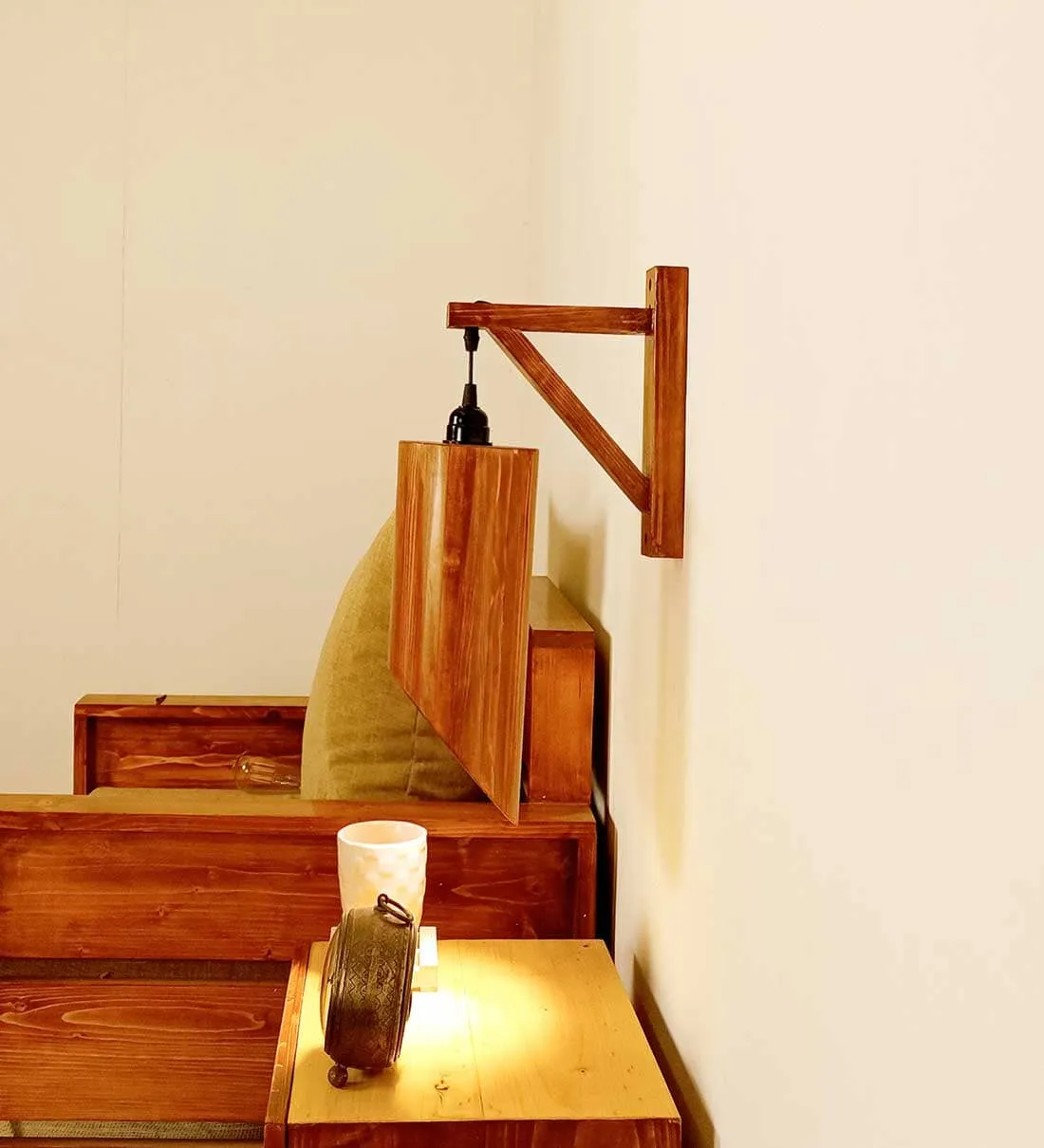 Cedar L Brown Wooden Wall Light