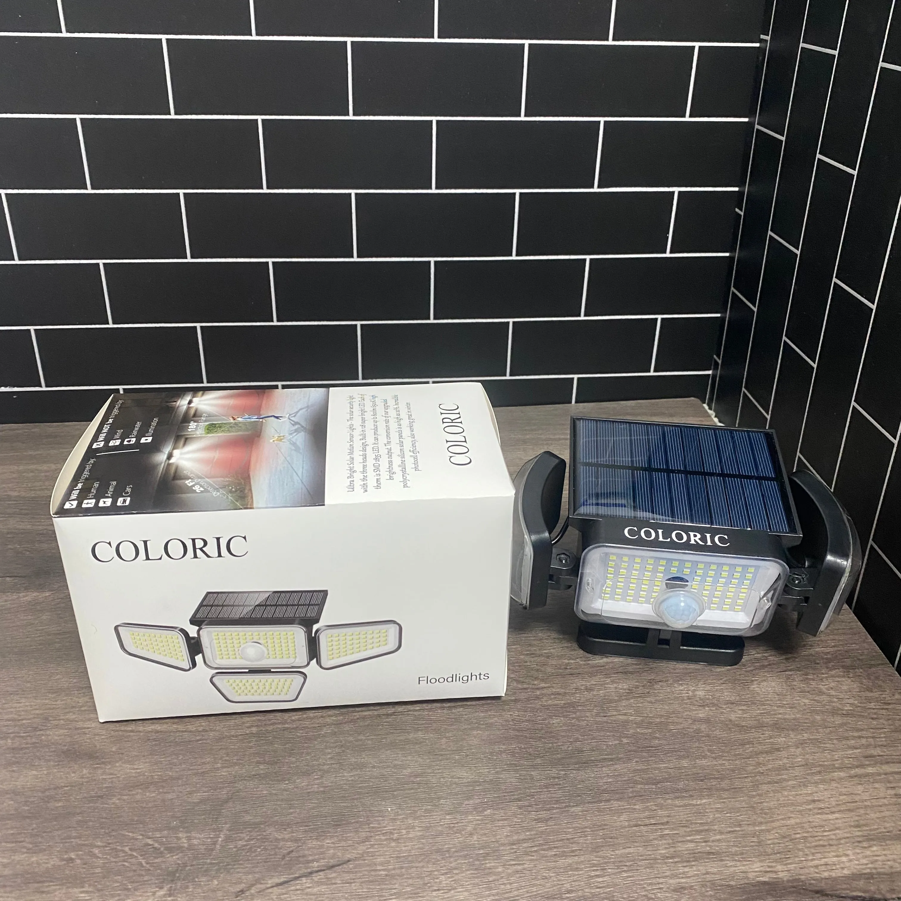 COLORIC 278 LEDS Solar-Powered Outdoor Wall Light with RGB Lighting and Motion SensorFive